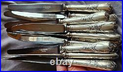 CHRISTOFLE Coffret 12 Couteaux de table métal argenté lames inox Modèle MARLY