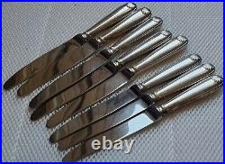 CHRISTOFLE FRANCE 8 couteaux en métal argenté modèle COQUILLE VENDÔME 19cm