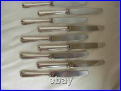 CHRISTOFLE, MODELE AMERICA, SERIE DE 12 COUTEAUX A DESSERT EN METAL ARGENTE, 20ème