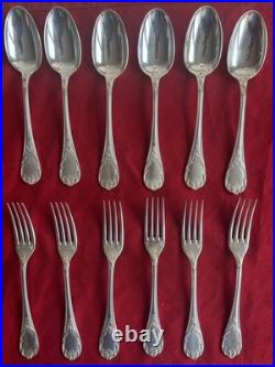 CHRISTOFLE MODÈLE MARLY 12 pièces 6? FOURCHETTES 6 CUILLÈRES entremets