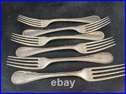 CHRISTOFLE MODÈLE PERLES COUVERT MÉTAL ARGENTÉ 6 FOURCHETTES DE TABLE Lg 20.5cm