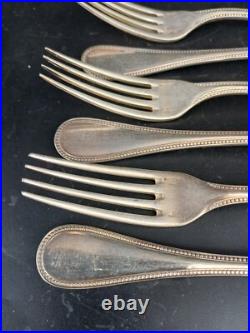 CHRISTOFLE MODÈLE PERLES COUVERT MÉTAL ARGENTÉ 6 FOURCHETTES DE TABLE Lg 20.5cm