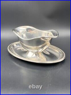 CHRISTOFLE Saucière en métal argenté modèle Perles Vintage gravy bowl