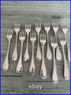 CHRISTOFLE ménagère 38 pcs modèle Rubans métal Argenté Argenterie Vintage