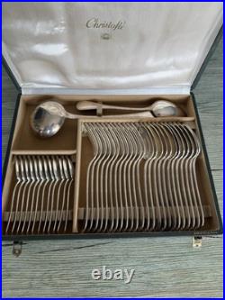 CHRISTOFLE ménagère 38 pcs modèle Rubans métal Argenté Argenterie Vintage