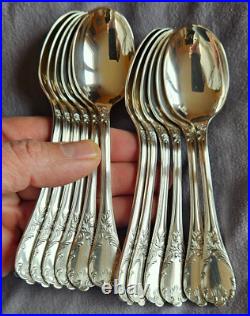 CHRISTOFLE modèle MARLY Cuvette puzzle de 12 cuillères à glace en métal argenté