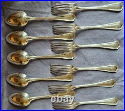 CHRISTOFLE modèle SPATOURS 12 couverts de ménagère métal argenté Monogramme BB