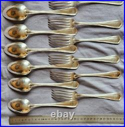 CHRISTOFLE modèle SPATOURS 12 couverts de ménagère métal argenté Monogramme BB