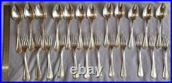 CHRISTOFLE modèle SPATOURS 12 couverts de ménagère métal argenté Monogramme BB