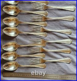 CHRISTOFLE modèle SPATOURS 12 couverts de ménagère métal argenté Monogramme BB