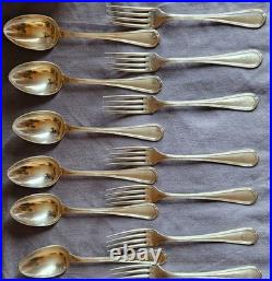 CHRISTOFLE modèle SPATOURS 12 couverts de ménagère métal argenté Monogramme BB