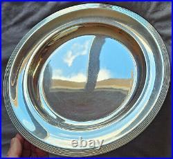 CHRISTOFLE plat rond en métal argenté modèle à 4 filets contours belle brillance CHRISTOFLE plat rond en métal argenté modèle à 4 filets contours belle brillance