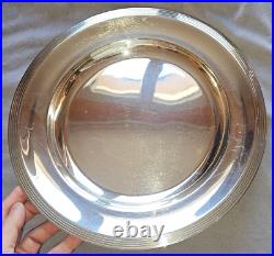 CHRISTOFLE plat rond en métal argenté modèle à 4 filets contours belle brillance CHRISTOFLE plat rond en métal argenté modèle à 4 filets contours belle brillance