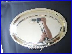 CHRISTOFLE très grand plat ovale en métal argenté modèle perle L 50 cm