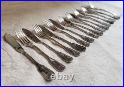 COUVERTS à POISSON métal argenté CHRISTOFLE modèle ARCANTIA vendome coquille