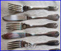 COUVERTS à POISSON métal argenté CHRISTOFLE modèle ARCANTIA vendome coquille