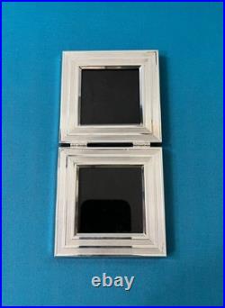 Cadre porte photo double CHRISTOFLE modèle FILET métal argenté 16,5x8 cm