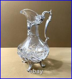 Carafe aiguière / verseuse cristal et métal argenté modèle ROCAILLE MARLY 25 cm