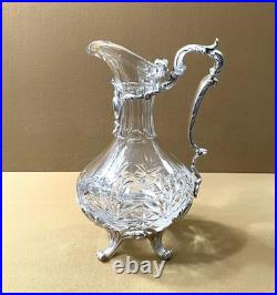 Carafe aiguière / verseuse cristal et métal argenté modèle ROCAILLE MARLY 25 cm