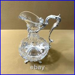 Carafe aiguière / verseuse cristal et métal argenté modèle ROCAILLE MARLY 25 cm