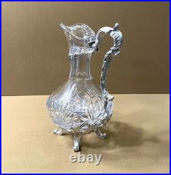 Carafe aiguière / verseuse cristal et métal argenté modèle ROCAILLE MARLY 25 cm