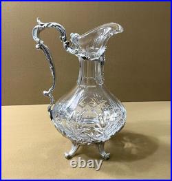 Carafe aiguière / verseuse cristal et métal argenté modèle ROCAILLE MARLY 25 cm