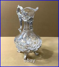Carafe aiguière / verseuse cristal et métal argenté modèle ROCAILLE MARLY 25 cm