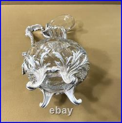 Carafe aiguière / verseuse cristal et métal argenté modèle ROCAILLE MARLY 25 cm