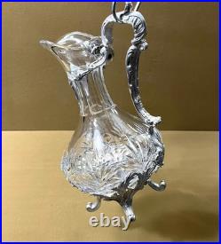 Carafe aiguière / verseuse cristal et métal argenté modèle ROCAILLE MARLY 25 cm