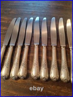 Christofle 11 Couteaux De Table Metal Argenté Modèle Marly (M5)