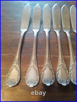 Christofle 12 Couteaux A Poisson Modèle Marly Metal Argenté (M5)