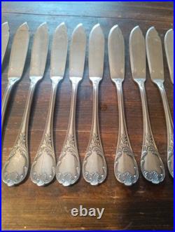 Christofle 12 Couteaux A Poisson Modèle Marly Metal Argenté (M5)
