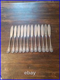 Christofle 12 Couteaux A Poisson Modèle Marly Metal Argenté (M5)