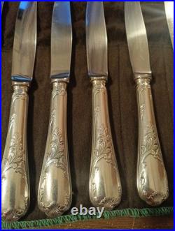 Christofle 12 Couteaux De Table Metal Argenté Modèle Marly Dans Housse M2