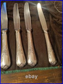 Christofle 12 Couteaux De Table Metal Argenté Modèle Marly Dans Housse M2