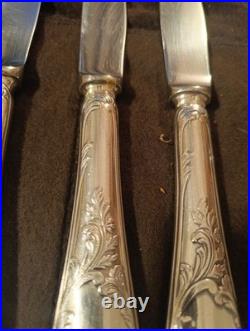 Christofle 12 Couteaux De Table Metal Argenté Modèle Marly Dans Housse M2