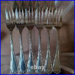 Christofle 12 fourchettes à gateau / dessert métal argenté modèle Rubans