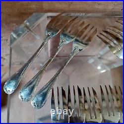 Christofle 12 fourchettes à gateau / dessert métal argenté modèle Rubans
