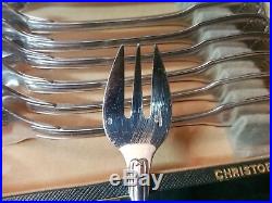 Christofle 12 fourchettes à huitre modèle Vendôme (coquille) métal argenté