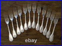 Christofle 12 fourchettes de table métal argenté modèle Vendôme coquille