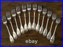 Christofle 12 fourchettes de table métal argenté modèle Vendôme coquille