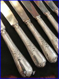 Christofle 6 Couteaux De Table 24,5 CM Metal Argente / Modele Marly