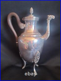 Christofle / Cafetière/verseuse en métal argenté & ébène / Modèle Malmaison Christofle / Cafetière/verseuse en métal argenté & ébène / Modèle Malmaison