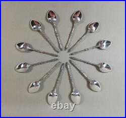 Christofle, Douze Cuillères à Moka en Métal Argenté, modèle à La Russe, Fin XIXe