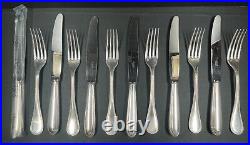 Christofle Lot de 6 couteaux & 6 fourchettes modèle perles en métal argenté