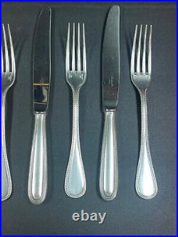 Christofle Lot de 6 couteaux & 6 fourchettes modèle perles en métal argenté