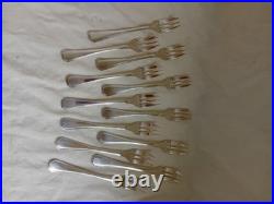 Christofle, Modele America, Serie De 12 Fourchettes A Gateaux En Metal Argente