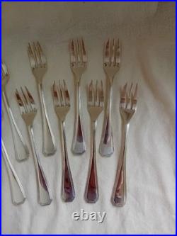 Christofle, Modele America, Serie De 12 Fourchettes A Gateaux En Metal Argente