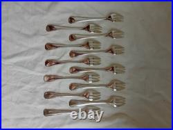 Christofle, Modele America, Serie De 12 Fourchettes A Gateaux En Metal Argente