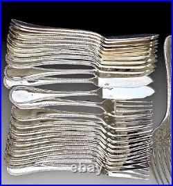 Christofle Modele Perles Service Poisson 26 Pcs Metal Argenté Belle Brillance